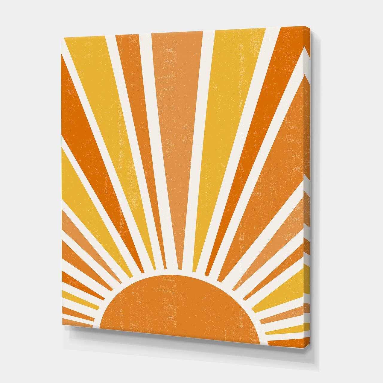 Designart - Minimalist Bright Shining Orange Sun Rays II - Modern Canvas Wall Art Print